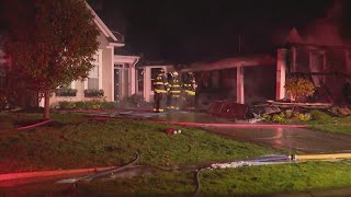 Fishers Fire Department crews battle blaze inside of house [upl. by Maleki]