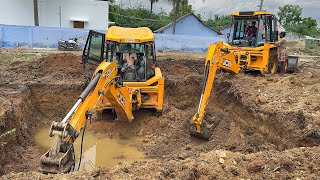 JCB 3DX Plus and Xtra Breaker Dig New Water Tank Foundation Working together in Village  Jcb video [upl. by Lemej66]