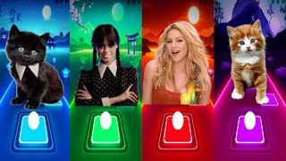 CUTE CAT LADY GAGA BLOODY MARY vs WEDNESDAY and SHAKIRA and WAKA WAKA COOL CAT in TILES HOP EDM RUSH [upl. by Laetitia]