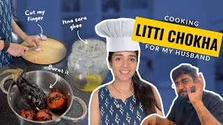 Surprising My Husband with His Favorite Litti Chokha🥰😚 [upl. by Allemac]