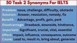 50 Most Commonly Used Words with Synonyms in IELTS Writing Task 2 [upl. by Elleiram]