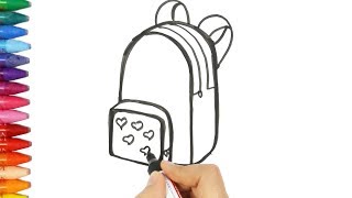 Wie zeichnet Rucksack  Zeichnen und Ausmalen für Kinder [upl. by Crellen409]