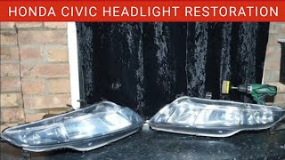 Honda Civic Headlight Restoration How to Polish and apply Clear lacquer On Honda Civic Headlamp [upl. by Winstonn]