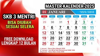 FREE DOWNLOAD MASTER KALENDER 2025 SUDAH SAMA DENGAN SKB 3 MENTRI KALENDER JAWA KALENDER HIJRIYAH [upl. by Caldwell564]