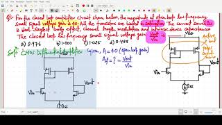 Closed Loop Voltage Gain in a CMOS Differential Amplifier Gate 2024 EC [upl. by Ettenowtna]