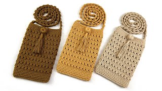 Easy Crochet Phone Bag Tutorial  Chenda DIY [upl. by Eileen206]