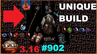 Path of Exile FULL UNIQUE ITEMS Zombie Build except flasks in 316 Scourge League Poe  902 [upl. by Cybil34]