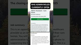 This NHS Admin roles are currently open [upl. by Inaffyt351]