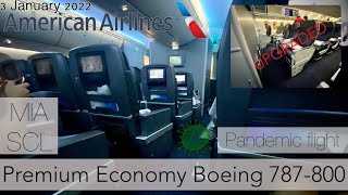 AMERICAN AIRLINES Boeing 787800 ✈️ PREMIUM ECONOMY CLASS MIA  SCL during CORONAVIRUS 🦠 [upl. by Ennairrek]