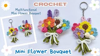 How to Crochet a Mini Flower Bouquet Keychain for Beginners Crochet Tutorial [upl. by Ahsitneuq]