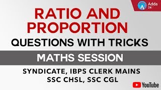 Ratio and Proportion Questions with Tricks  Maths  SYNDICATE IBPS CLERK MAINS SSC CHSL SSC CGL [upl. by Atikim328]