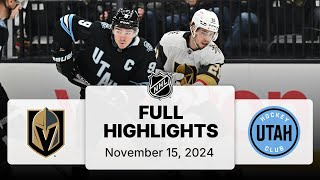 NHL Highlights  Golden Knights vs Utah Hockey Club  November 15 2024 [upl. by Nylatsyrk]