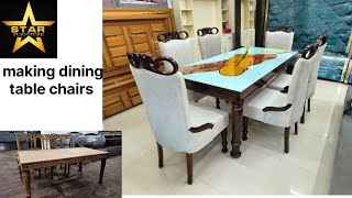 making dining table chairs  polish and upholstery process  sheesham wood [upl. by Annerahs]