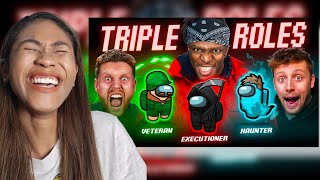 SIDEMEN AMONG US TRIPLE ROLES EXECUTIONER VETERAN amp HAUNTER  Reaction [upl. by Savell838]