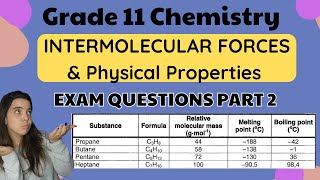 Grade 11 Intermolecular forces Exam Questions Part 2 [upl. by Shull664]