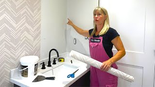 How to Hang Wallpaper in a Bathroom Like a PRO [upl. by Shauna]