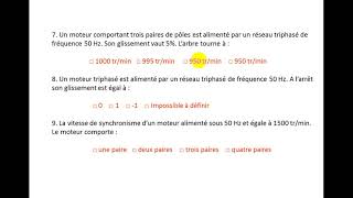 exercice 1  moteur asynchrone triphasé QCM [upl. by Eelac674]