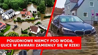 Południowe Niemcy pod wodą Ulice w Bawarii zamieniły się w rzeki [upl. by Ehttam795]