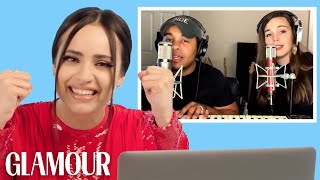 Sofia Carson Watches Fan Covers on YouTube  Glamour [upl. by Auberon]