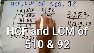 HCF and LCM of 510 amp 92 [upl. by Bobine189]