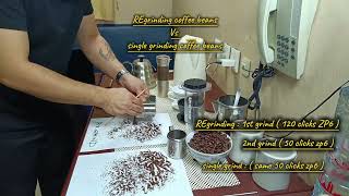 single grinding coffee beans Vs REgrinding coffee beans using AEROPRESS [upl. by Dreddy]