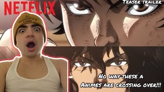 NO WAY THESE ANIMES ARE CROSSING OVER Baki Hanma VS Kengan Ashura Official Teaser Netflix REACTION [upl. by Ellevart]