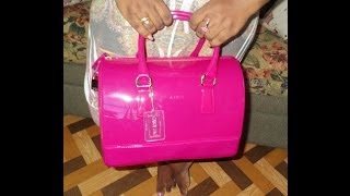 FURLA CANDY BAG in dragonfruit unboxing amp review [upl. by Christel]