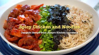 Spicy Chicken and Noodles  Dakgalbi Recipe from Jinnys Kitchen in Iceland [upl. by Miner]