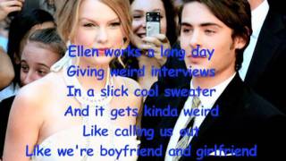 Every Single Time Live on Ellen  Taylor Swift amp Zac Efron WITH LYRICS ON SCREEN [upl. by Rene133]