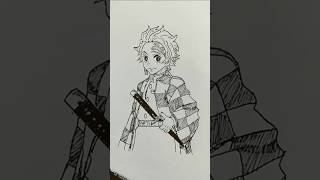 Tanjiro drawing Demon Slayer like and subscribe for more DemonSlayer shorts [upl. by Anelej]