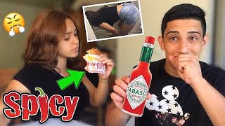 INSANE SPICY FOOD PRANK ON MY GIRLFRIEND She almost vomited [upl. by Eelrahs]