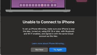 How to Fix iPhone Mirroring Unable to Connect to iPhone in iOS 18 amp macOS Sequoia [upl. by Ellevehs]