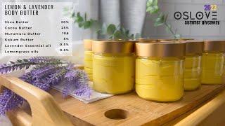 Homemade Lemon Lavender Body Butter for Bright Glowing Skin  STAYS FLUFFY [upl. by Aridaj]