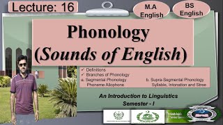 Phonology  Branches of Phonology  Lecture 16 LinguisticsI [upl. by Ojeillib]