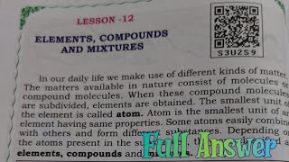 5th STD EVS lesson 12 Elements compounds and Mixtures full answer [upl. by Aenneea650]