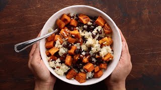 Roasted Sweet Potato Black Bean amp Lime Rice Bowls [upl. by Dorthy]