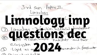 3rd sem paper 2nd limnology imp questions dec 2024 [upl. by Zerat]