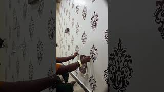 Wall stencil design home decor reels trending videos art shorts viral 👌 [upl. by Vladimar821]