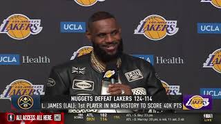 LeBron James POSTGAME INTERVIEWS  Los Angeles Lakers lose to Denver Nuggets 124114 [upl. by Annagroeg]