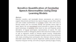 Sensitive Quantification of Cerebellar Speech Abnormalities Using Deep Learning Models [upl. by Tanitansy]