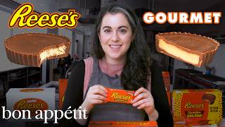 Pastry Chef Attempts to Make Gourmet Reeses Peanut Butter Cups  Gourmet Makes  Bon Appétit [upl. by Alisander756]