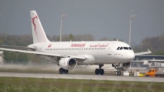 Tunisair Airbus A320214 TSIML departure at Munich Airport Abflug München Flughafen [upl. by Medeah406]