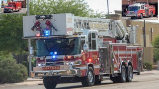 Ladder 502  Engine 501 amp Rescue 501 Responding Casa Grande Fire Dept AZ [upl. by Austen668]