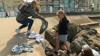 Wimereux  des collégiens de la région parisienne nettoient la plage [upl. by Hose]