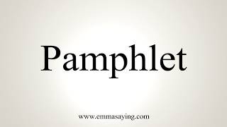 How To Pronounce Pamphlet [upl. by Aun]