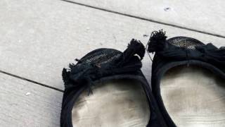 FOR SALE Inside Soles of Well Worn Flats  Black Canvas Womens Shoes  Size 8 [upl. by Jezabelle]