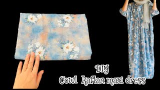 DIY  cowl kaftan maxi dress  Waist elastic dress kaftan dress tutorial [upl. by Avek]