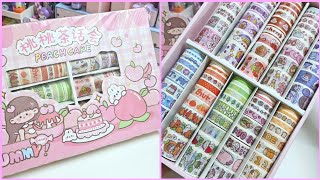 Unboxing cute and fancy stationery 100 washi tapes set ✨️💕 lot of new stationery items 💗 [upl. by Seuguh]