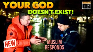 Your God doesnt exist Muslim Responds Mansur Vs Christian couple  Speakers Corner  Hyde Park [upl. by Conlee]