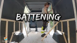 Wood framing the Campervan Mercedes Sprinter  Van Conversion 6 [upl. by Reffinnej]